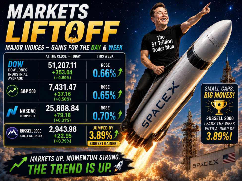 US major indices close higher on the day and on the week US major indices close higher on the day and on the week